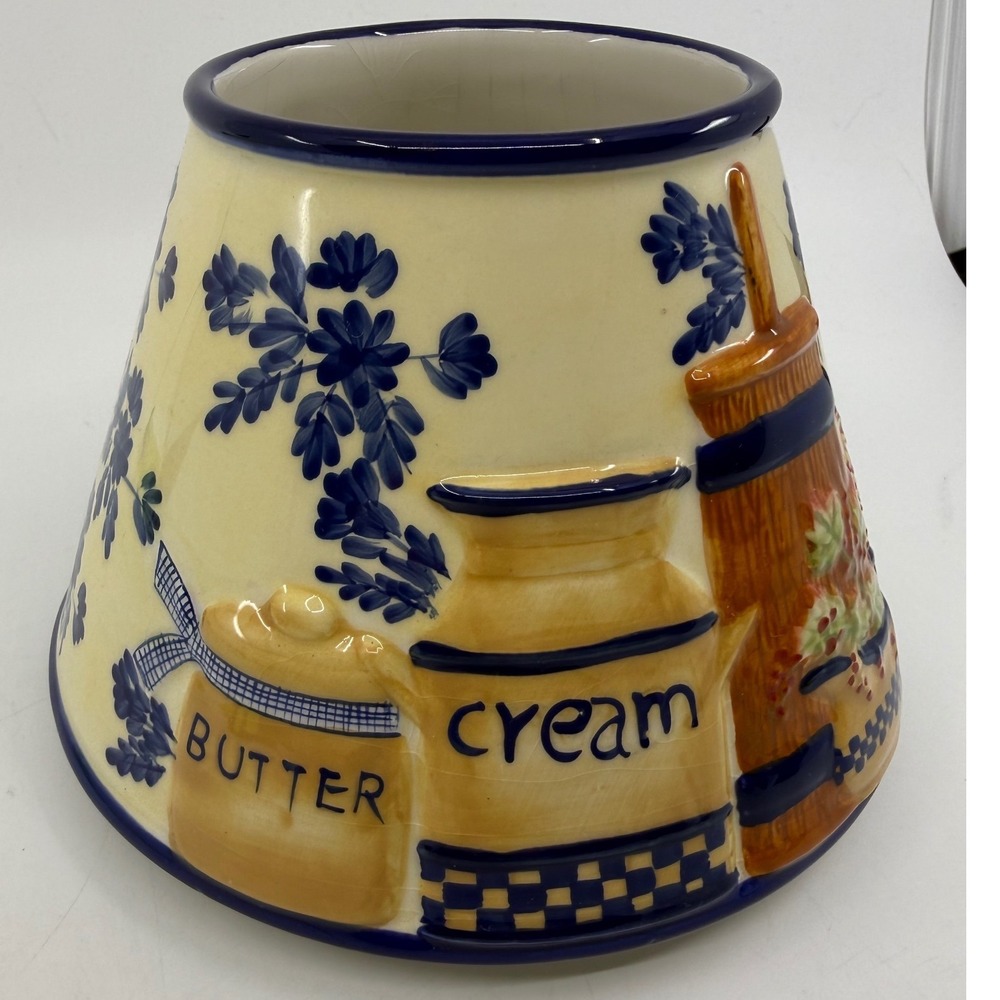Yankee Candle Large Jar Shade 1031114 Country Kitchen Butter Cream Ceramic Blue